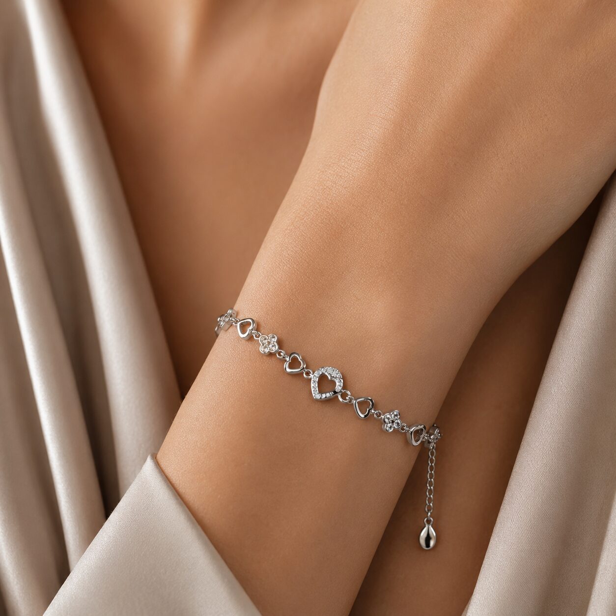 CZ Heart Bracelet for Women
