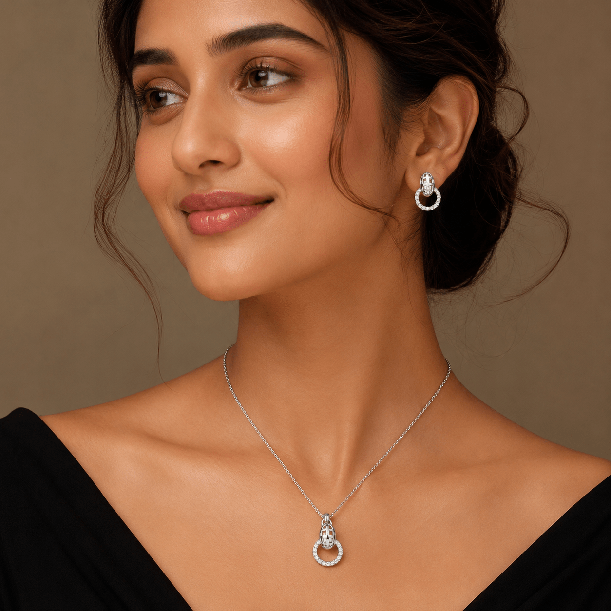 Aura Circle Drop Pendant Set for Women