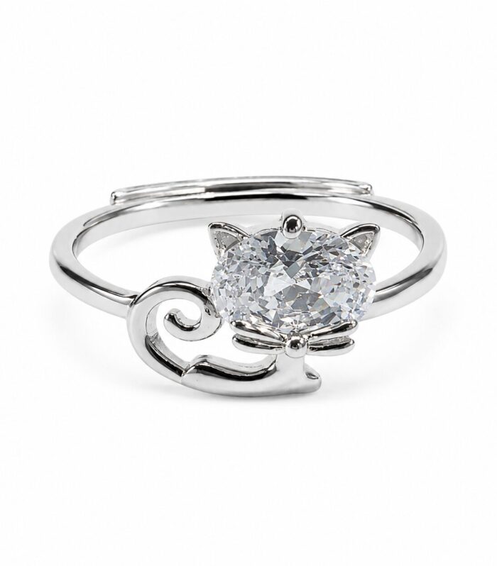 Crystal Cat Adjustable Ring