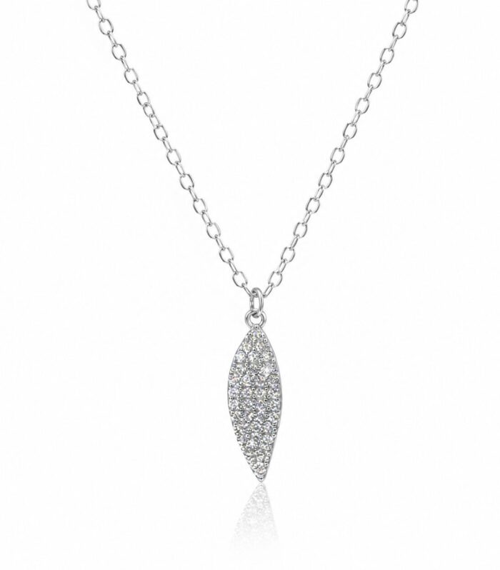 CZ Crystal Leaf Pendant with Link Chain for Women