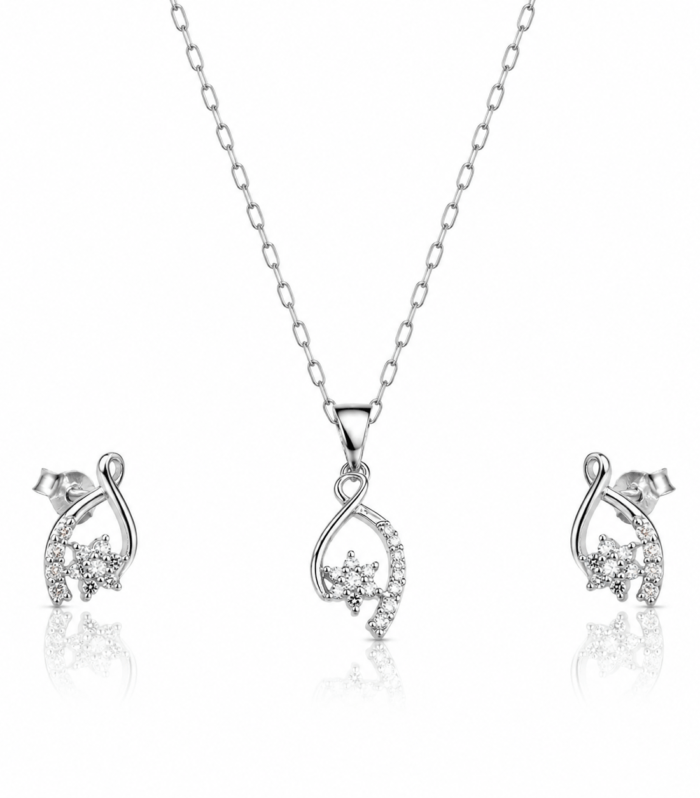 Floral Twist CZ Pendant Set for Women