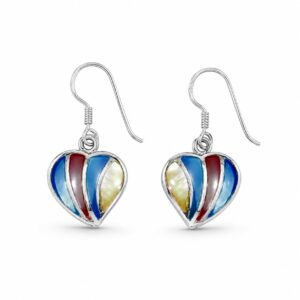 Rainbow Heart Drop Earrings for Women 
