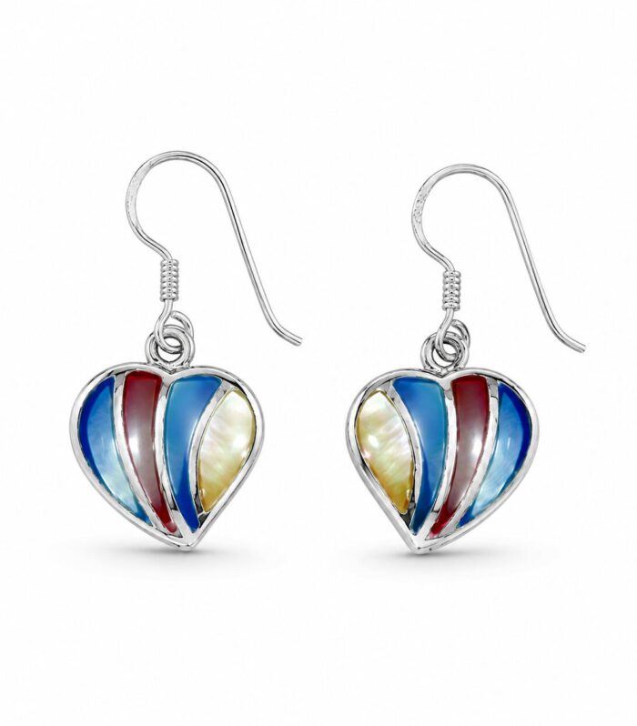 Rainbow Heart Drop Earrings for Women