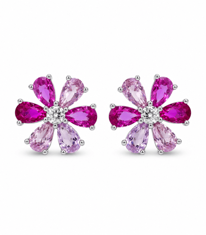 Rosy Petal Flower Studs for Women