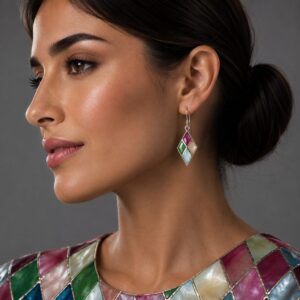 Rainbow Heart Drop Earrings for Women 