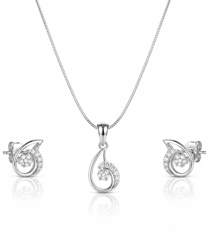 Sparkling Spiral Drop Pendant Set for Women