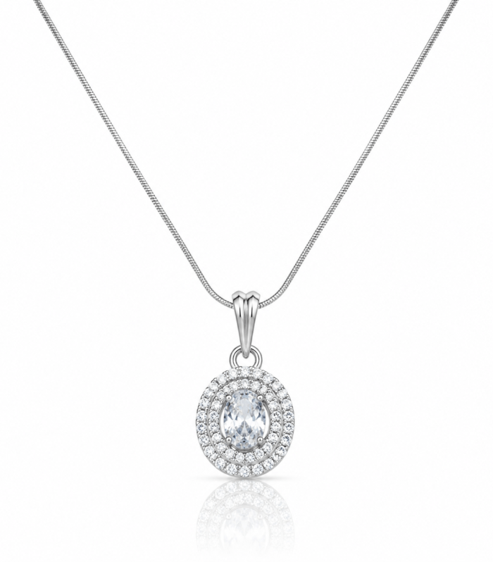 Starlit Oval Chain Pendant for Women