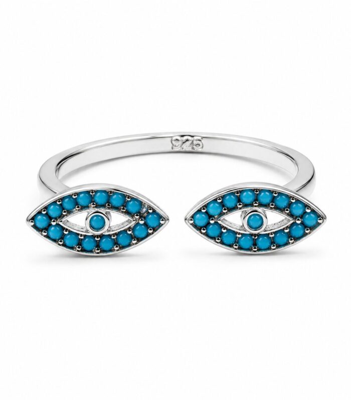 Twin Evil Eye Adjustable Ring