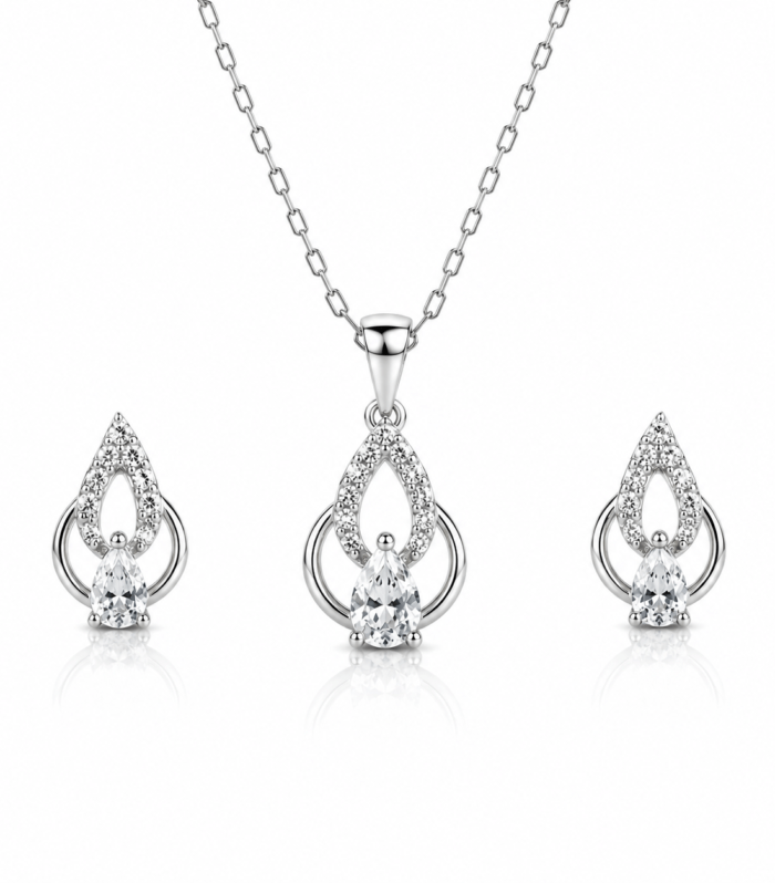 Twinkle Teardrop Pendant Set for Women