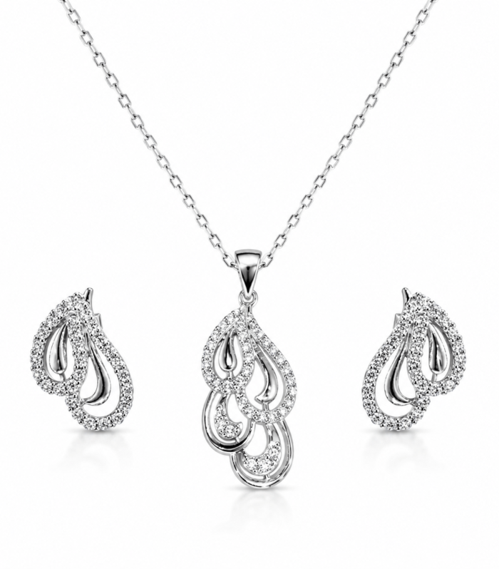 Twinkling Feather Pendant Set for Women