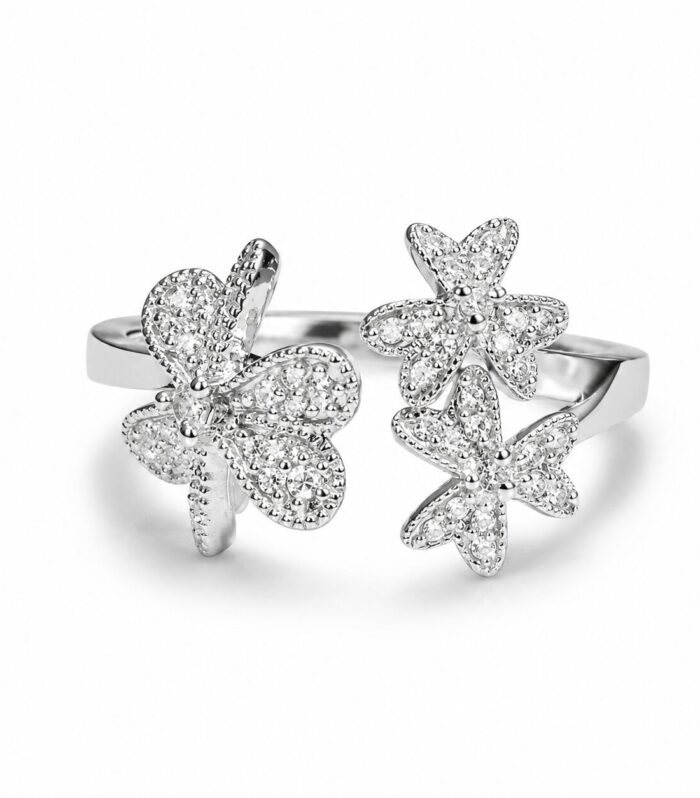 Triple Flower Open Ring for Women
