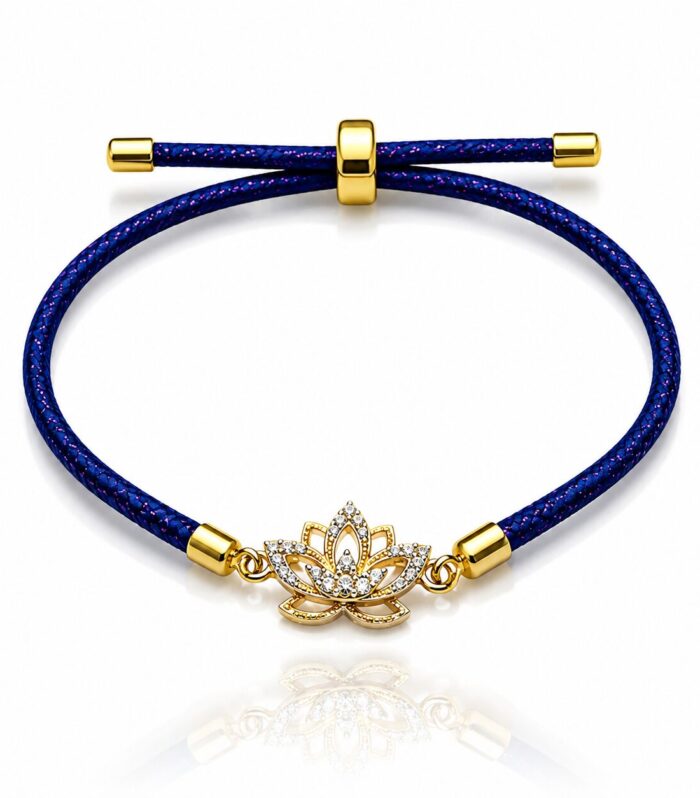 Divine Lotus Gold Plated Adjustable Bracelet Rakhi