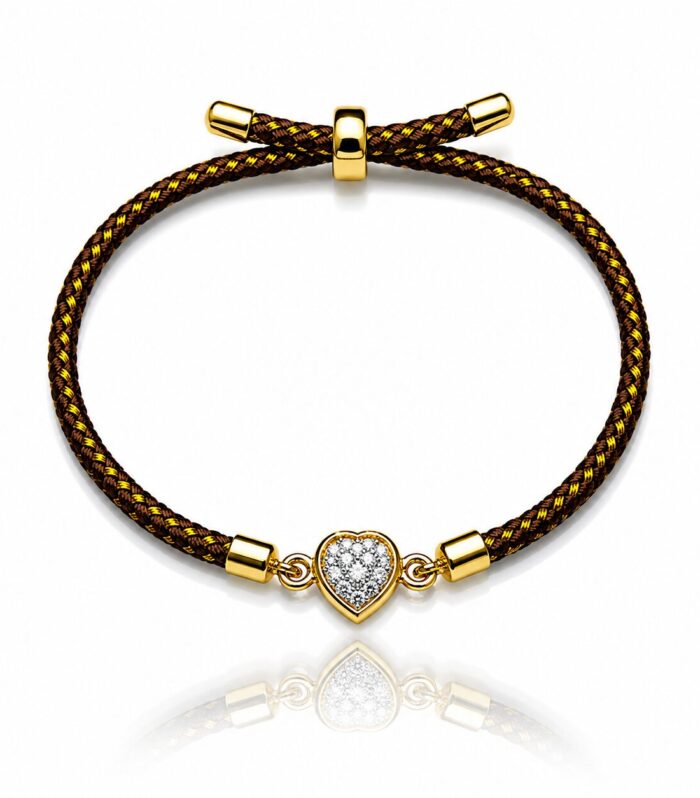 Gold Plated Heart Charm Adjustable Bracelet Rakhi