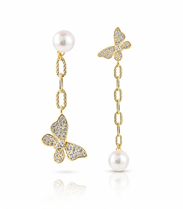Golden Butterfly Cascade Earrings