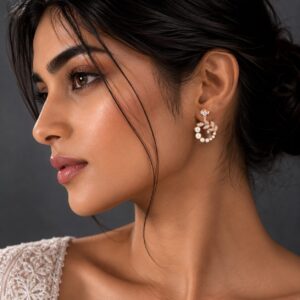 Leaf and Pearl Halo Earrings