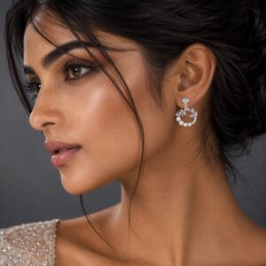Leaf and Pearl Halo Earrings