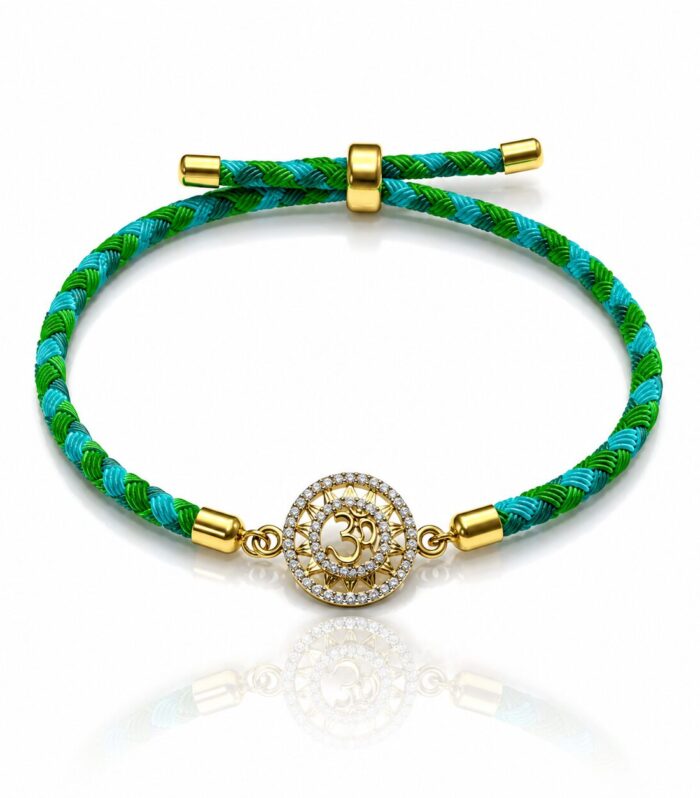 Om Divine Circle Gold Plated Adjustable Bracelet Rakhi