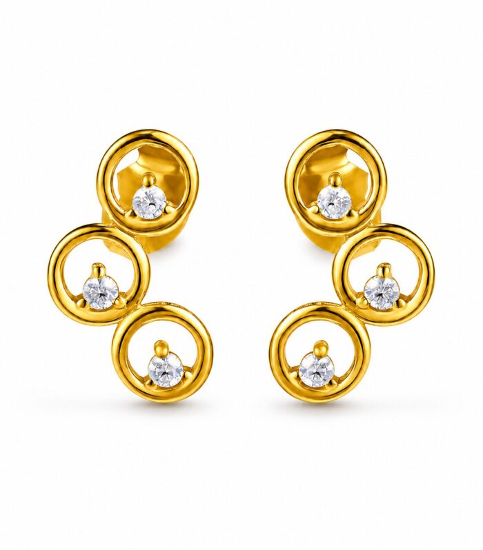 Orbit Triple Ring Climber Stud Earrings for Women