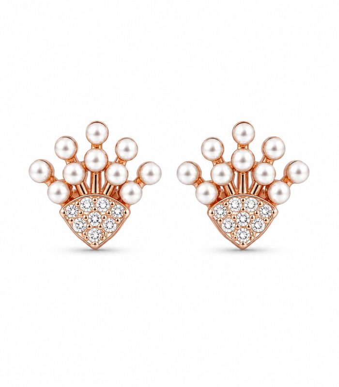 Pearl Crown Stud Earrings for Women
