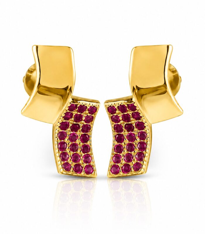 Ruby Arc Stud Earrings for Women