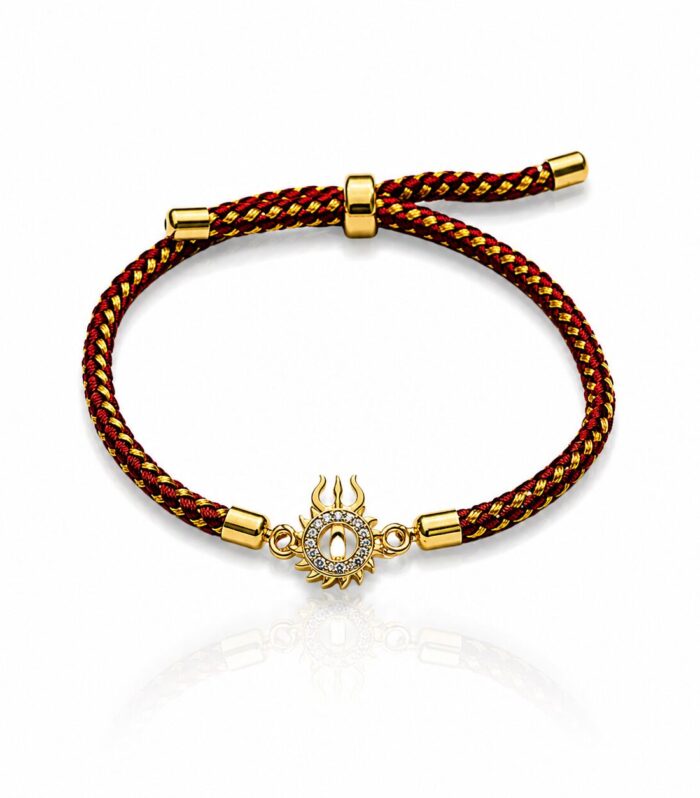 Sacred Trishul Gold Plated Adjustable Bracelet Rakhi