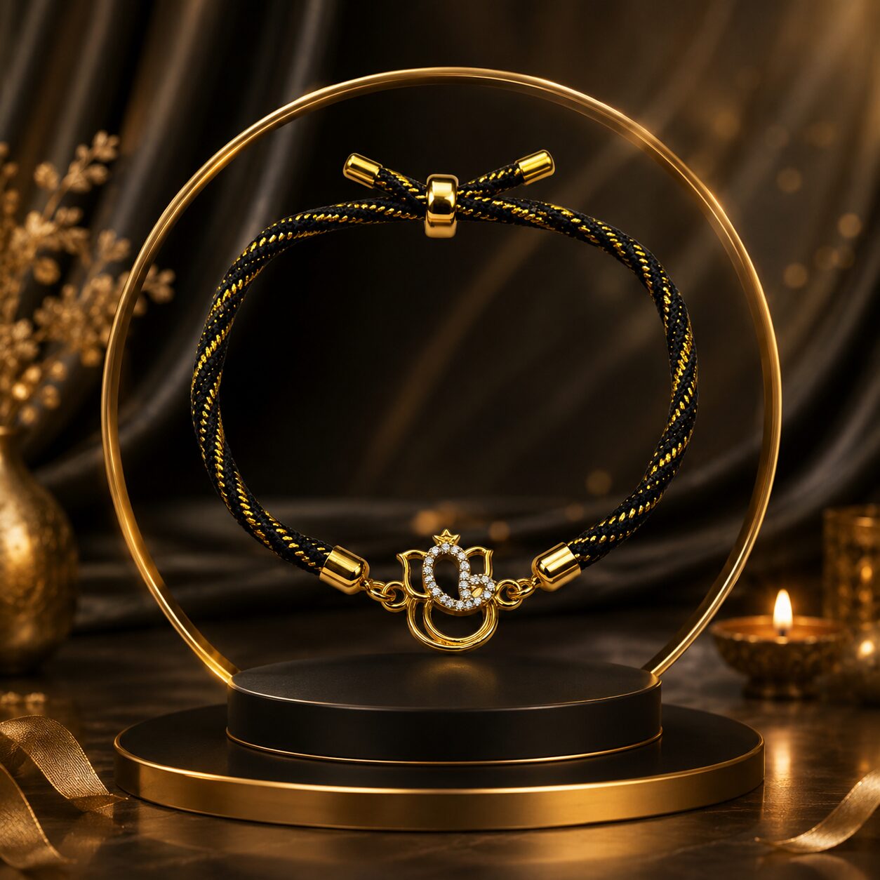 Shubh Ganesh Ji Gold Plated Adjustable Bracelet Rakhi