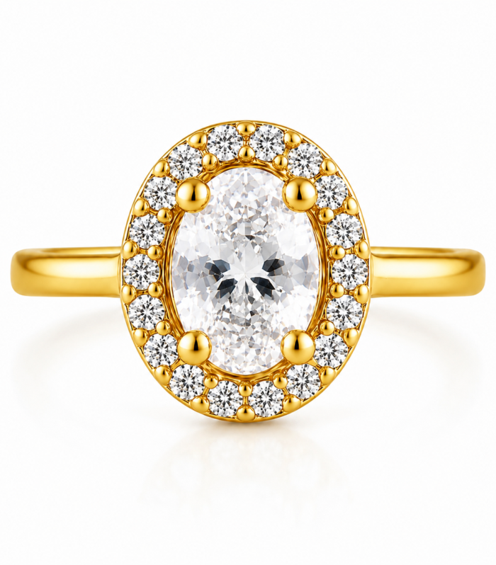 Oval CZ Solitaire Adjustable Ring