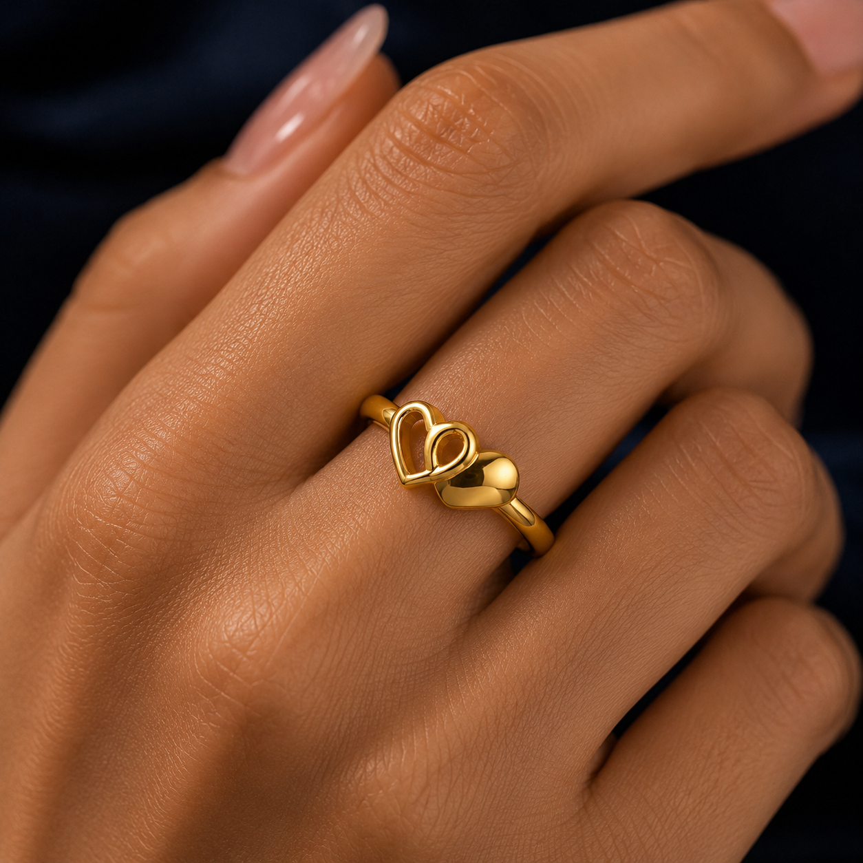 Twin Heart Adjustable Ring