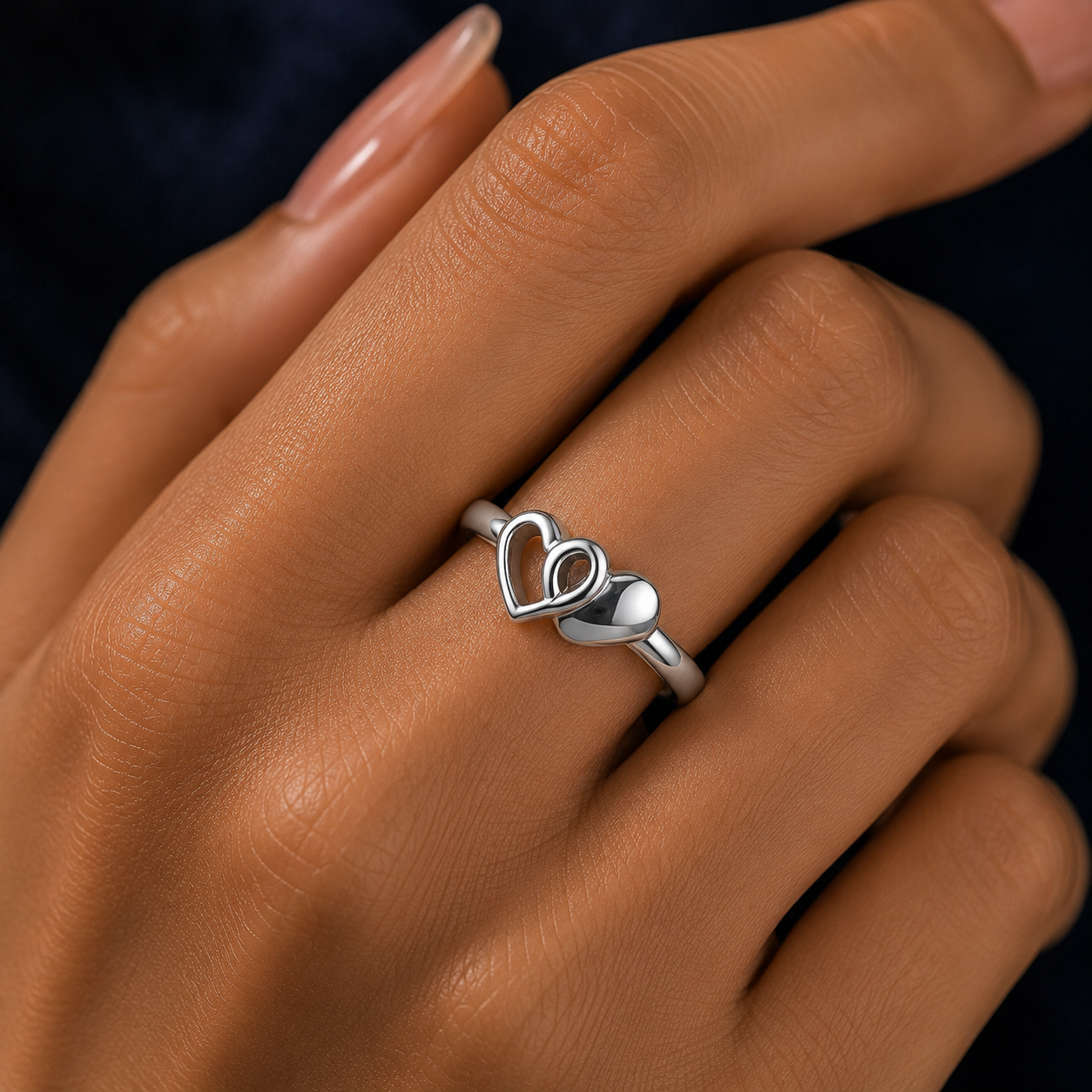 Twin Heart Adjustable Ring