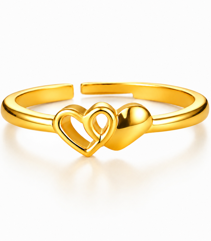 Twin Heart Adjustable Ring