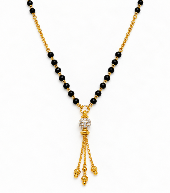 925 Silver Gold Plated Round Crystal Mangalsutra